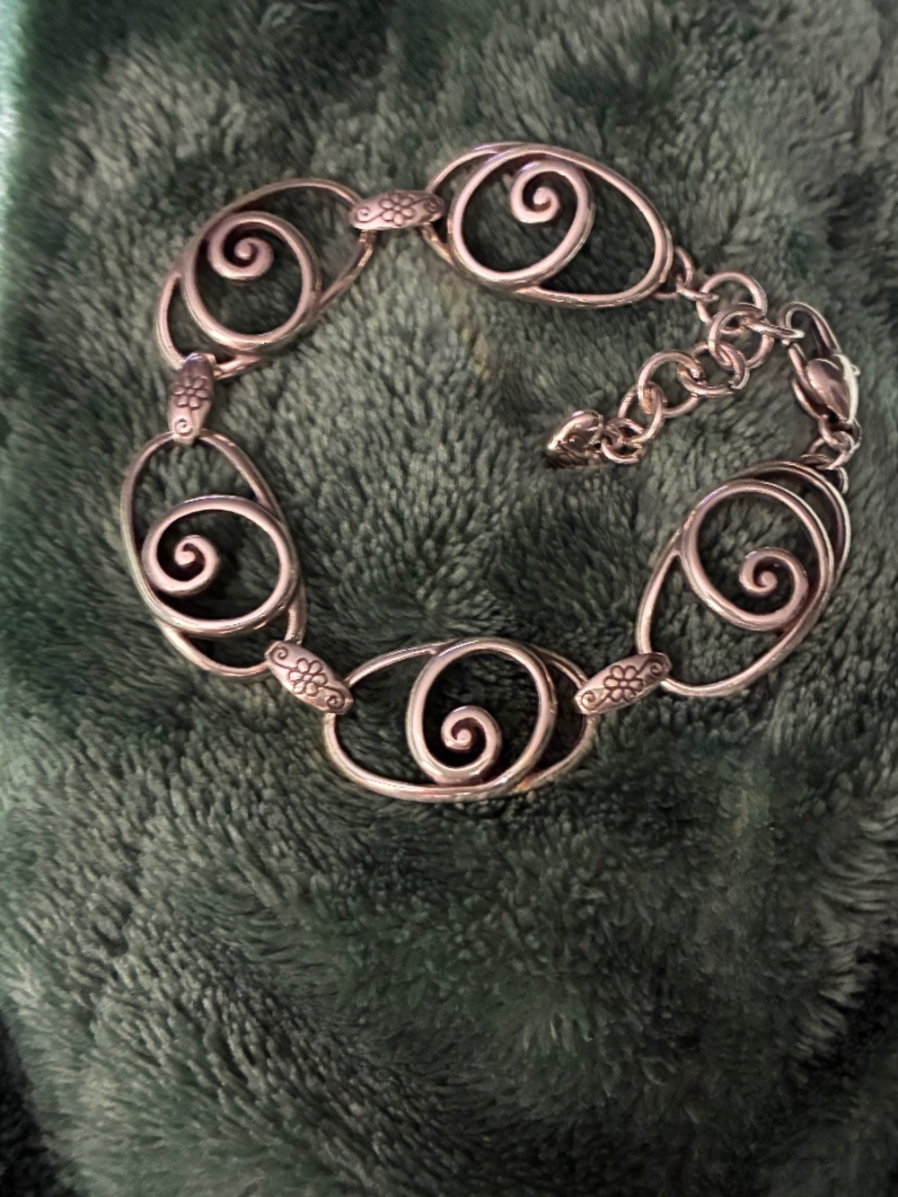 Brighton Silver Tone Swirl Oval Link Bracelet